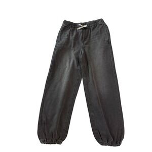 Zara Size 13-14 Black Wash Denim Jeans Joggers Pockets Adjustable Waist Stretch